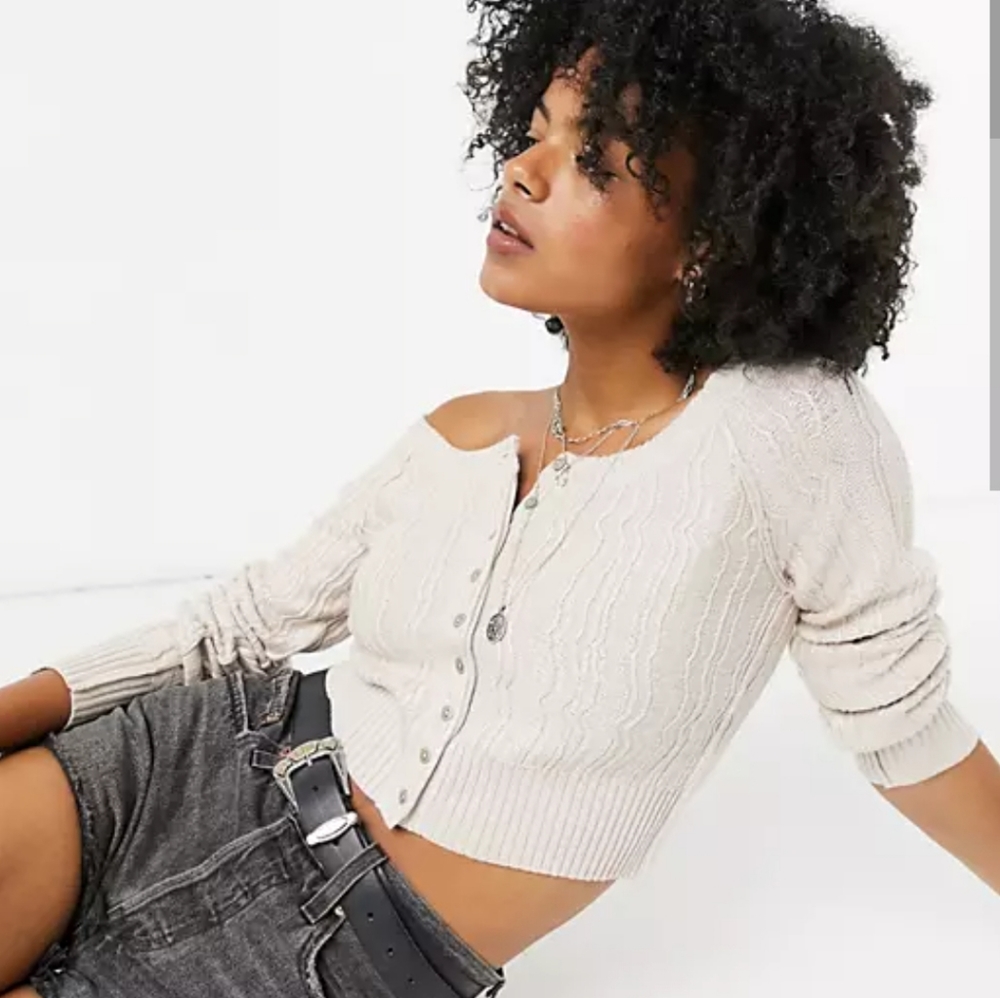 Free People Mimi Cardi button front cropped cardigan